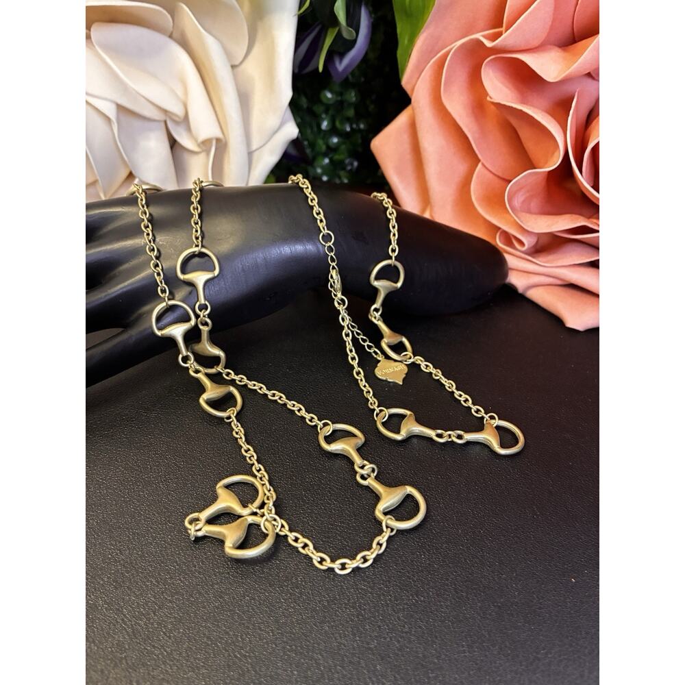 Fornash Necklace Cast Gold Tone Connected Bridal Equestrian Look Chain - Picture 7 of 8